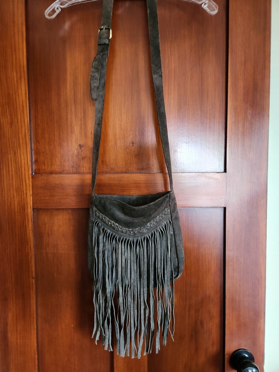 Handbags - Vintage Fringe Suede Crossbody Bag in Brown